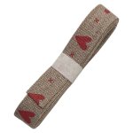 Linen Ribbon With Red Hearts 2M