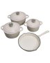 Fengzho 7-PIECE Cast Iron Dutch Oven Cookware Pot & Stout Pan Set White