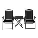 3-PIECE Camping Chair And Table Set Folding Chairs With Cupholder Table