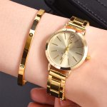 Ladies Fashion Simple Digital Alloy With Quartz Watch Love Bracelet 2PCS Set