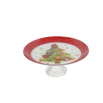 Glass Plate With Base 30X30X9CM - Tree With Baubles