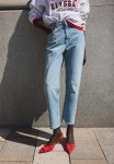 Slim Mom High Ankle Jeans - Light Denim Blue