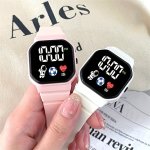Preppy Style Digital Wrist Watch 30M With LED Astronaut Display For Men And Women Square Plastic Case With Silicone Strap Multif