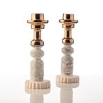 Industrial Candle Sticks - Set Of 2 - Blue Multi bronze