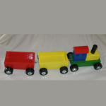 Wooden Train Set - Green Loco With Blue And Green Wagons