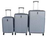 Smte 3-PIECE Travel 27-INCH Luggage Suitcase Set Stylish Silver With Keychain