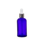 10ML Blue Glass Aromatherapy Bottle With Pipette - White & Silver Collar 18 60