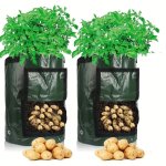 2PCS Garden Grow Bags With Handles - Versatile Sizes For Potatoes Onions Tomatoes & More - Durable Fabric Planters With Drainage