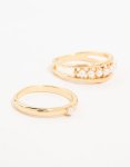 Goldair Gold Plated Petite Pearl Stacking Rings 2-PACK - M l
