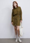 Satin Shirt Dress - Green