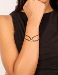 Waterproof Gold Plated Stainless Steel & Black Cord Adjustable Bracelet