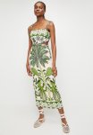 Superbalist Square Neck Column Dress With Tassel Trim - Greens Parrots And Palms Single Border
