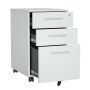 Steel 3 Drawer Inner Handle Mobile Pedestal Filing Cabinet Locker - Light Grey