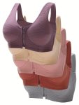 5PCS Solid Stripe Textured Front Zipper Wireless Tank Top Elegant Breathable Push Up Bra Women's Lingerie & Underwear