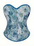 Women's Vintage Style Floral Print Corset Comfort Fit Waist Cincher Elegant Court Bodice Bust Gathering Overbust Corset Top
