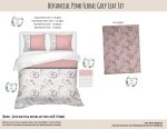 Kids Duvet Set Botanical Pink Floral Grey Leaf