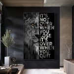 1PC Art Canvas Painting Lion Painting On Canvas Wall Art Positive Quote Artwork Wall Painting For Bathroom Bedroom Office Living