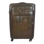 Smte Stylish Luggage 1PC Pu Leather Travel Suitcase Chocolate Brown 65 Cm With Keychain