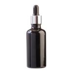 50ML Black Glass Aromatherapy Bottle With Pipette - Black & Silver Collar 18 89