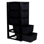 Glossy Storage Unit Black 5 Drawer