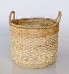 Natural & White Seagrass Basket Handles 30X35CM