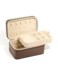 Chocolate Brown Pu Leather Rectangular Layered Jewellery Case