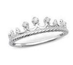 B88-C29231 - 925 Sterling Silver Crown Tiara Ring - Size 8