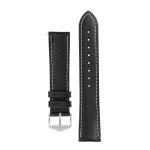 Boston Buffalo Calfskin Leather Watch Strap In Black - 18MM Silver