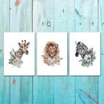 Unisex: Set Of 3 - Wild Animal Prints 2 - 3 X A3