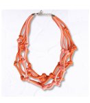 Multi Rope Knot Necklace - Coral Free