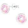 Round Doughnut Enamel And Sterling Silver Earrings