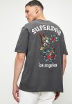 Tattoo Back Graphic Loose Tee - Charcoal