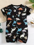 Cute Dinosaur Paradise Cartoon Print Baby Jumpsuit Baby Boys Creeper Short Sleeve Summer Romper