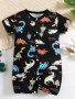 Cute Dinosaur Paradise Cartoon Print Baby Jumpsuit Baby Boys Creeper Short Sleeve Summer Romper