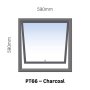 Aluminium Window Charcoal Top Hung PT66 1 Vent W600MM X H600MM