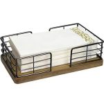 Kordory Wooden Guest Towel Holder Tray For Bathroom Black Bamboo Counter Rectangular Bathroom Napkin Holder For Ktichen Disposab