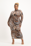 Yolanda Poloneck Bodycon Dress - Marble Print - XXL