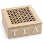 4-COMPARTMENT Wooden Tea Bag Storage Box With Decorative Lattice Hinged Lid