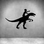Child On Dinosaur - Grey L 600 X H 400MM