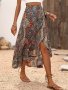Paisley Print High Waist Skirt Boho Ruffle Trim High-low A-line Skirt For Spring & Summer Women's Clothing