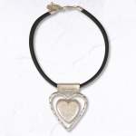 Double Heart Pendant Necklace - Silver Free