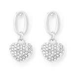 Heart Charm Earrings Encrusted With Clear Crystals