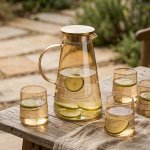 5 Piece Glass Tea Pitcher Set With Lid