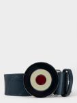 Distressed Target Buckle Belt Leather - Navy - 40 Navy