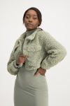 Chloe Cropped Teddy Jacket - Sage - M