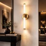 Golden Linear LED Wall Light 60CM Vertical Tube Sconce