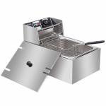10QT Capacity Electric Deep Fryer With Baskets & Lids 10L Countertop 304 Stainless Steel Temperature Control Frying Machine For