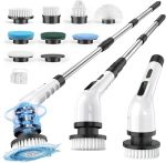 Electric Spin Scrubber For Cleaning Bathroom Shower Scrubber Cordless Cleaning Brush With IPX7 Waterproof & 2 Speed 9 Brush Head