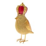 Goldair Gold Resin Bird Wearing A Crown 9X6X13CM