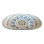 Oval Bowl - Yellow And Blue Flowers And Lines